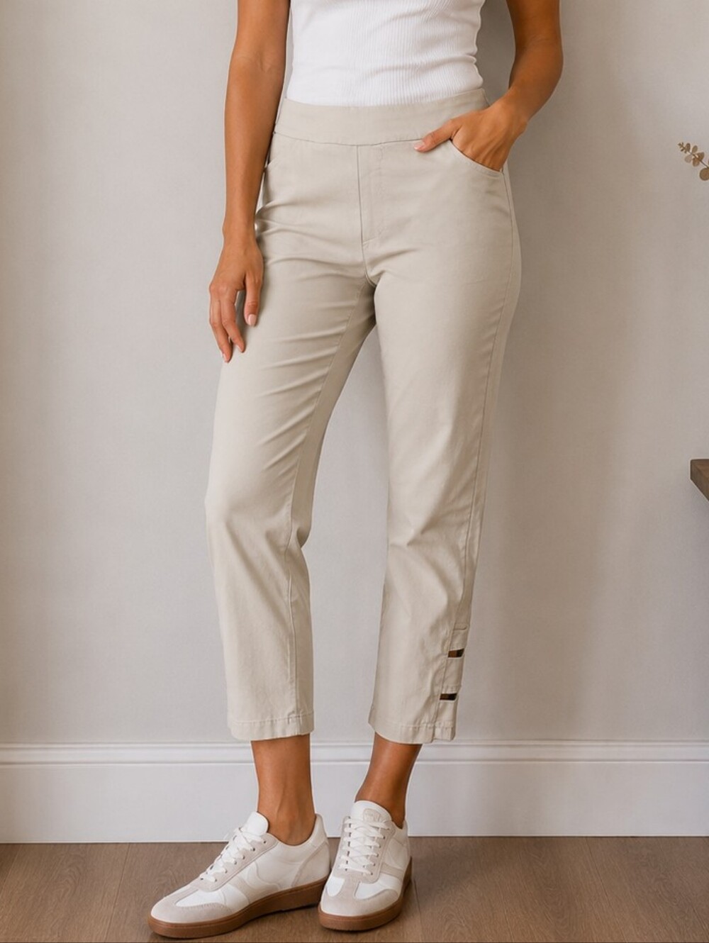 💥💙 Cleo Taupe Casual Crop Pants Stretchy